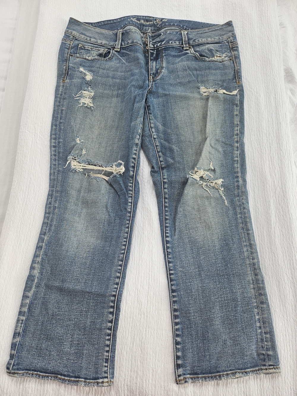 American Eagle Outfitters Light Blue Distressed Bootcut Jeans